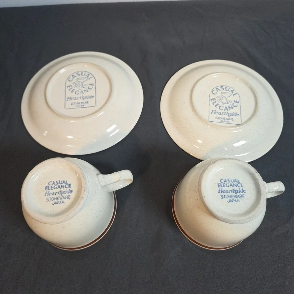 set of 2 Hearthside Floral Expressions Stoneware Cup And‎ Saucer Japan